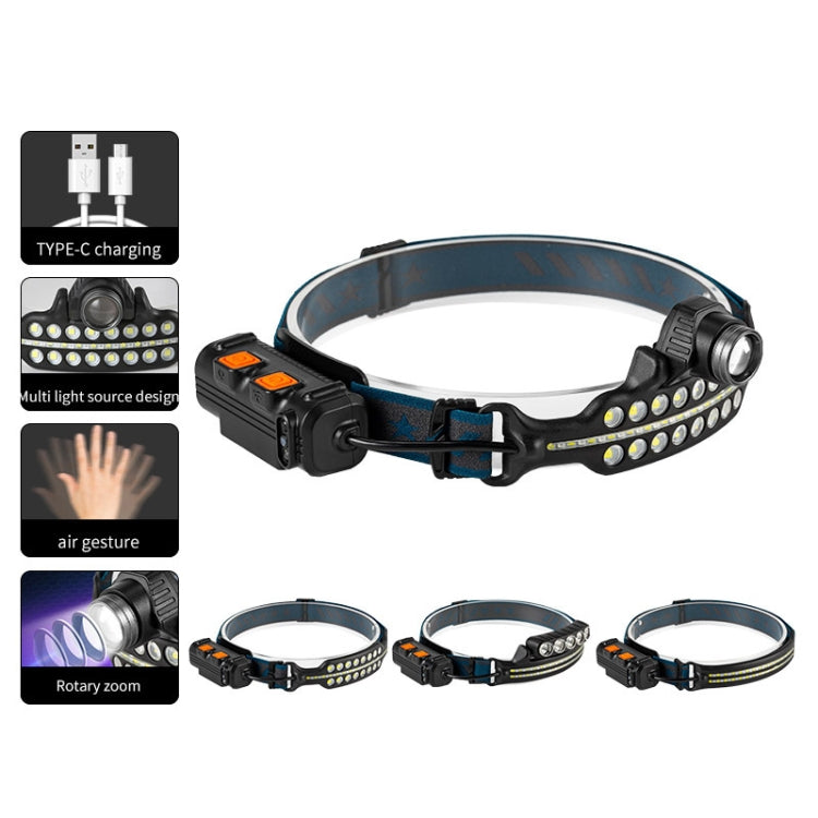 XPG+COB Induction Headlight Type-C Rechargeable Head Lamp My Store