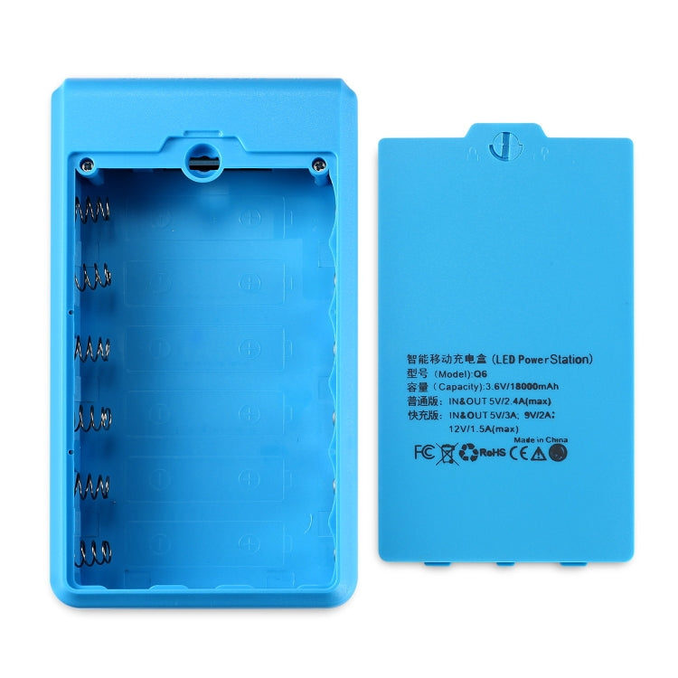 Q6 Removable 6 Sections 18650 Battery Box Charger Case, Style: