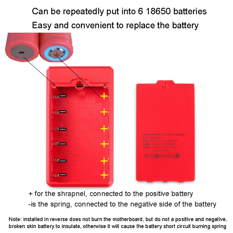 Q6 Removable 6 Sections 18650 Battery Box Charger Case, Style: Reluova