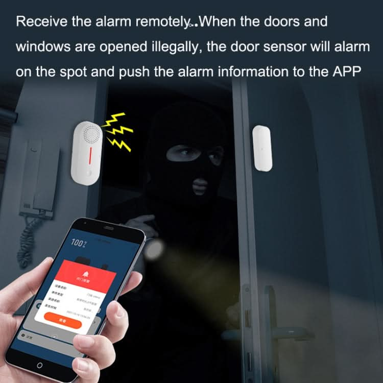 Tuya WiFi Sound And Light Door Magnetic Doors Windows Alarm Scene Linkage APP Reminder Reluova