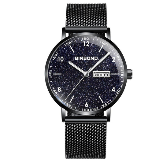 BINBOND B3820 30M Waterproof Ultra-thin Quartz Luminous Starry Watch