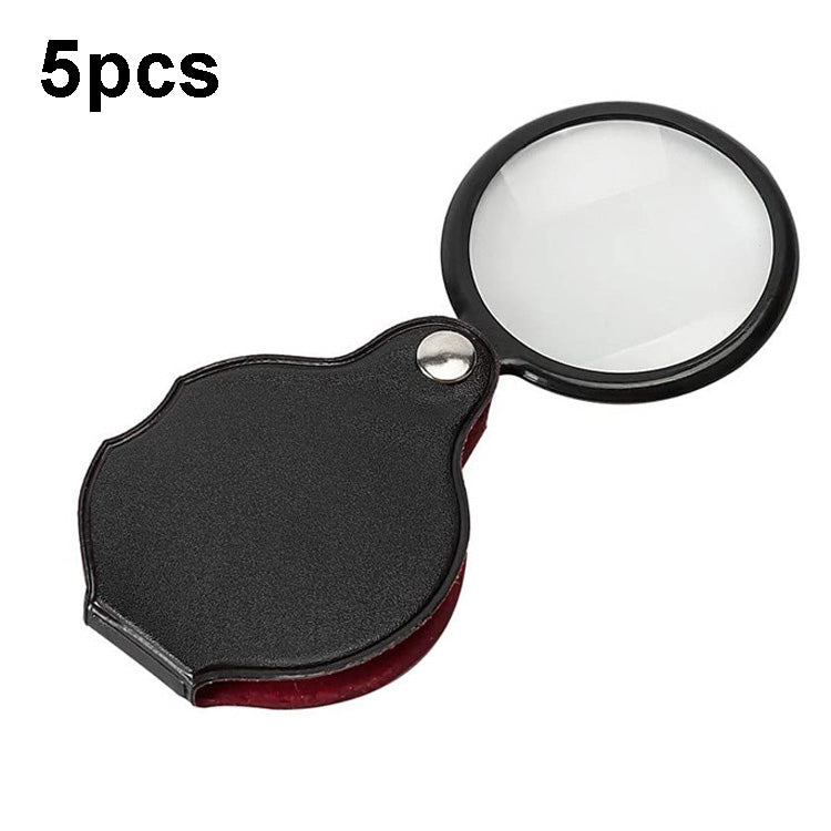 5pcs 50mm 8X Mini Leather Folding Magnifier Reluova