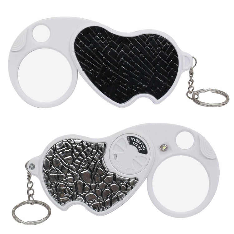 6901A 8X 20X Double Lens Folding Magnifier With LED Lamp and Keychain