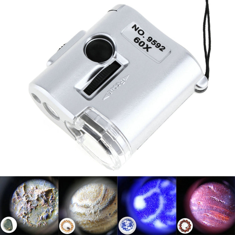 60X Portable Microscope With LED Lamp Jewelry Identification Magnifier With Leather Case Latch Rope Reluova