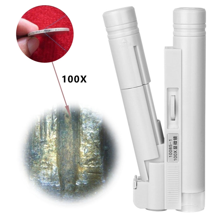 10085-1 100X Double Tube Microscope With LED Light Identification Magnifier