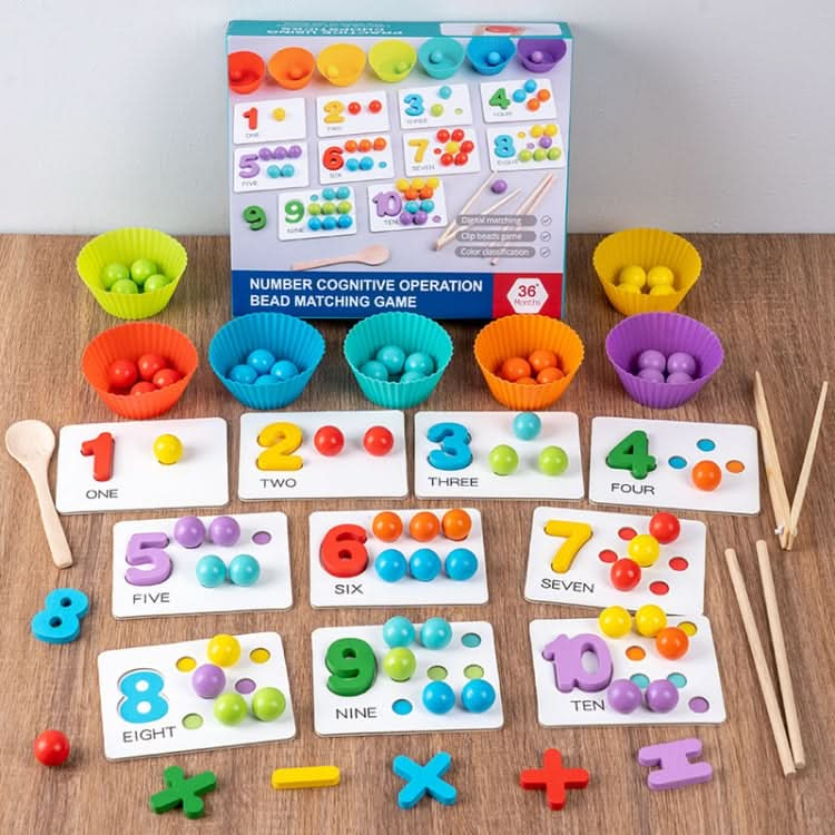 Children Number and Color Matching Clip Beads Enlightenment Teaching Aids Puzzle Early Education Toys Reluova