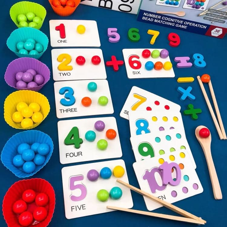 Children Number and Color Matching Clip Beads Enlightenment Teaching Aids Puzzle Early Education Toys Reluova