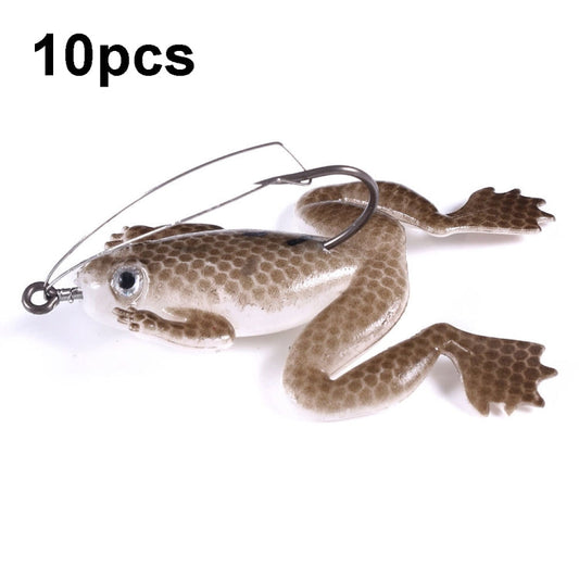 HENGJIA FO100 10pcs Anti-Hanging Bottom Floating Frog Black Fish Fake Bait Thunder Frog Bait