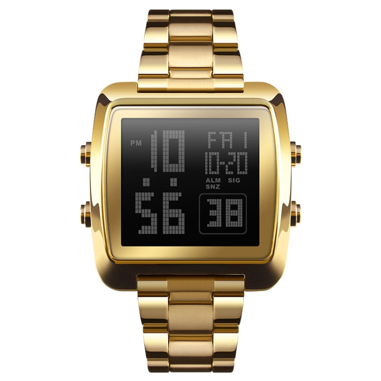 SKMEI 1369 Retro Waterproof Gold Watch Men Steel Belt Luminous Square Watch Reluova