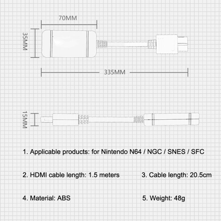 For Nintendo N64 / NGC / SNES / SFC HS-N64608 Retro Game Machine Video N64 To HDMI