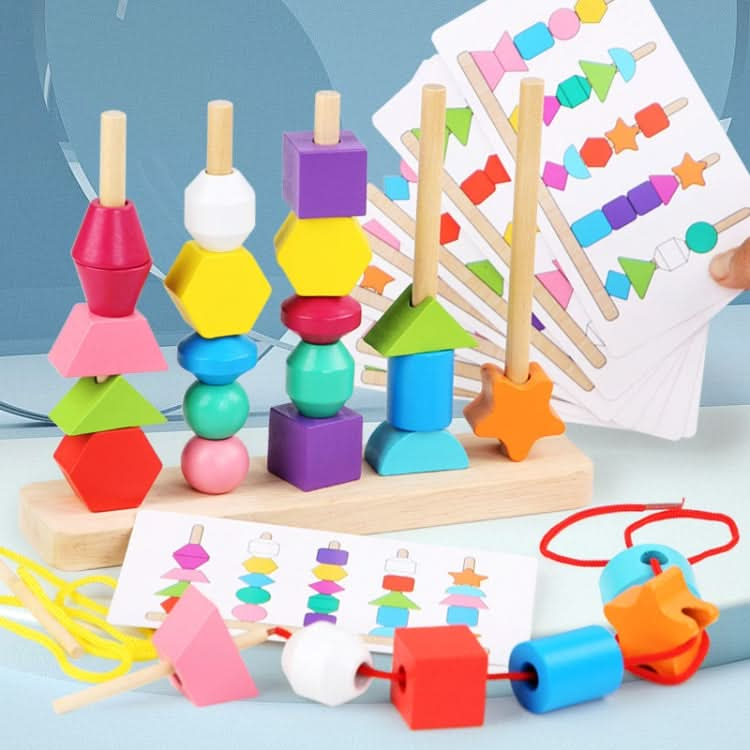 Geometric Shape Matching Building Blocks String Beads Sensory Integration Toys Reluova