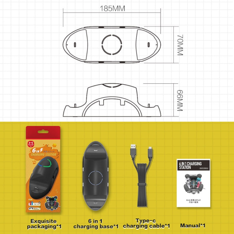 For Nintendo Switch / Switch Pro SW168 6 in 1 Joycon Gamepad Holder Charger Handle Storage Bracket Reluova