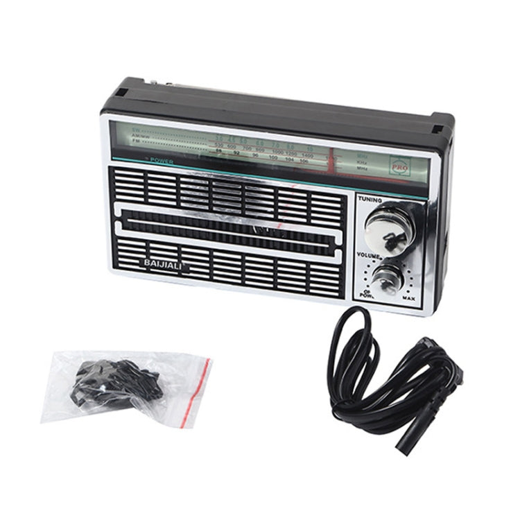 BAIJIALI BJL-1202AC Two Bands Retro Radio Portable Outdoor Large-capacity Storage Volume Speaker Player