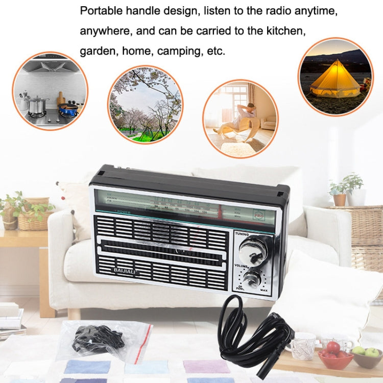 BAIJIALI BJL-1202AC Two Bands Retro Radio Portable Outdoor Large-capacity Storage Volume Speaker Player