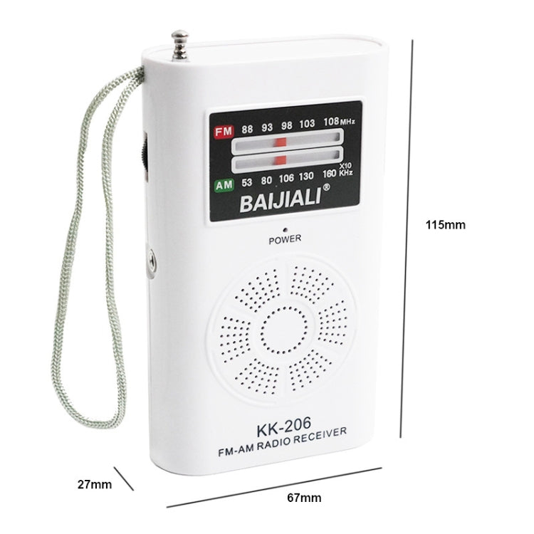 BAIJIALI KK-206 Mini Portable Radio Retro Pointer Multifunctional FM / AM Radio Reluova