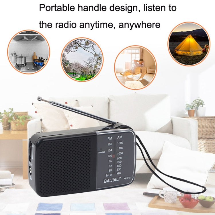 BAIJIALI KK-218 Vintage Analog Portable Multiband Built-in Speaker Radio Reluova