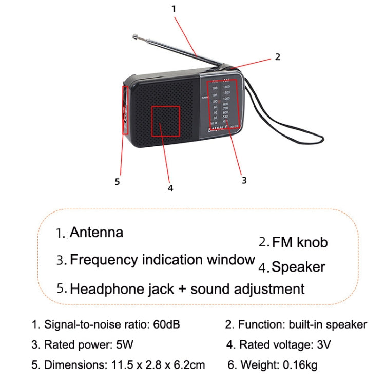 BAIJIALI KK-218 Vintage Analog Portable Multiband Built-in Speaker Radio