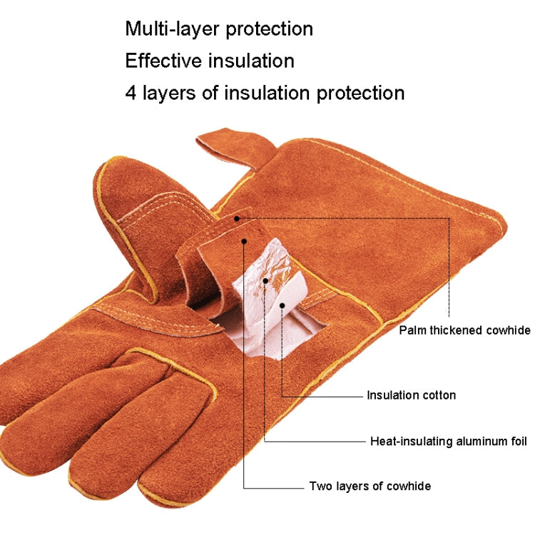 Cowhide High Temperature Resistant Welding Flame Retardant Anti-slip Insulation Gloves Reluova