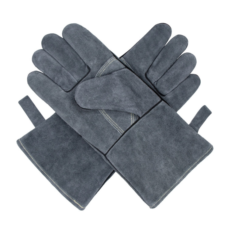 Cowhide BBQ Gloves Thickened Anti-hot Oven Welding Protection Gloves Reluova