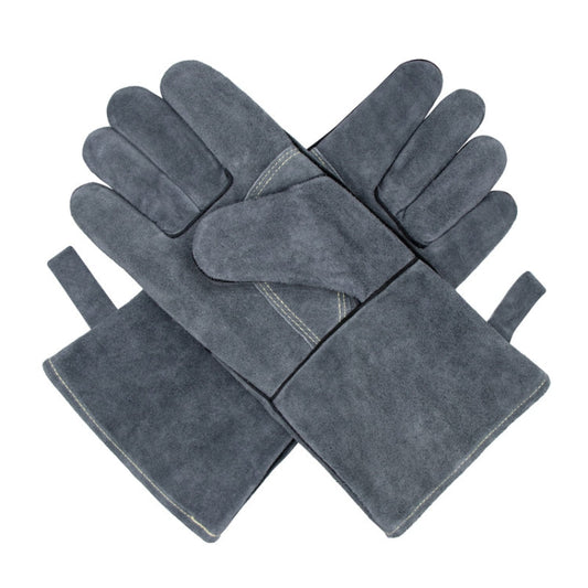 Cowhide BBQ Gloves Thickened Anti-hot Oven Welding Protection Gloves