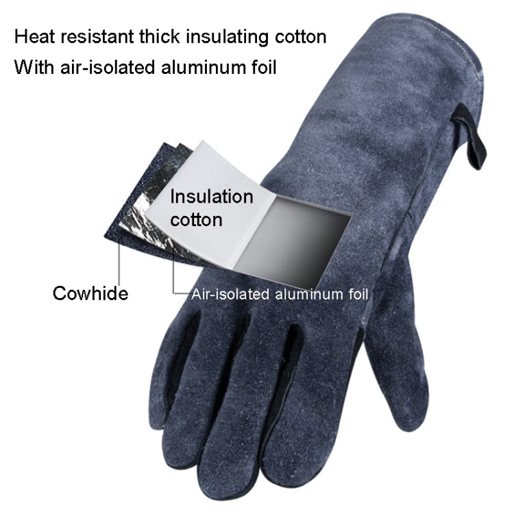 Cowhide BBQ Gloves Thickened Anti-hot Oven Welding Protection Gloves Reluova