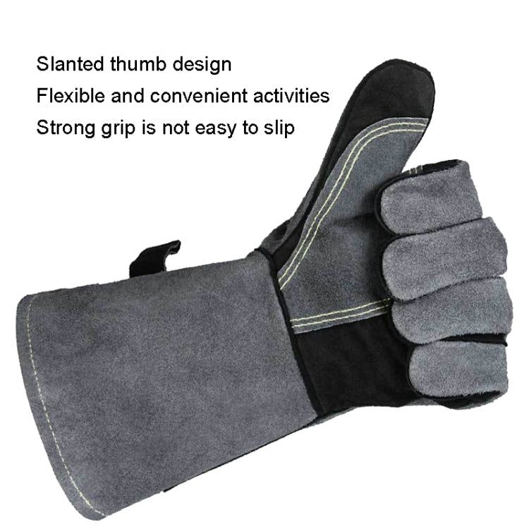 Cowhide BBQ Gloves Thickened Anti-hot Oven Welding Protection Gloves Reluova