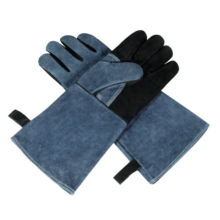 Cowhide BBQ Gloves Thickened Anti-hot Oven Welding Protection Gloves Reluova