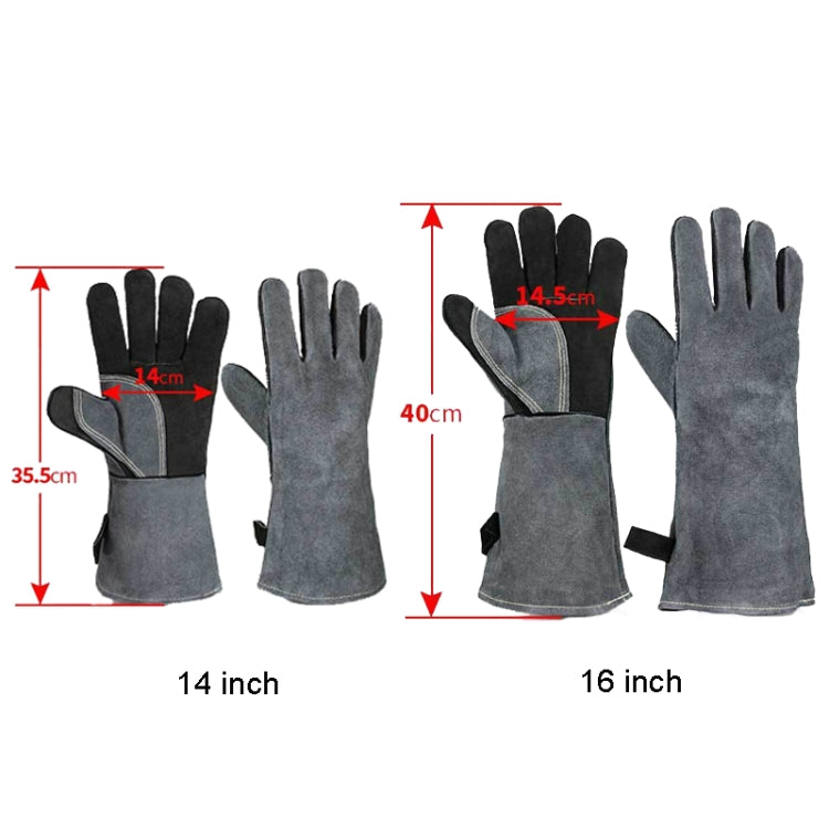 Cowhide BBQ Gloves Thickened Anti-hot Oven Welding Protection Gloves Reluova