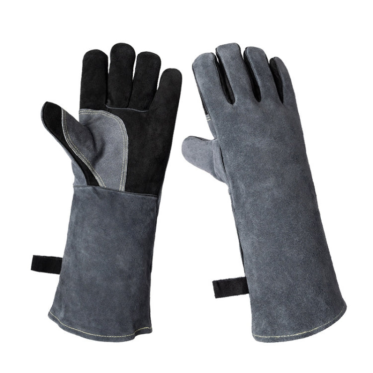 Cowhide BBQ Gloves Thickened Anti-hot Oven Welding Protection Gloves