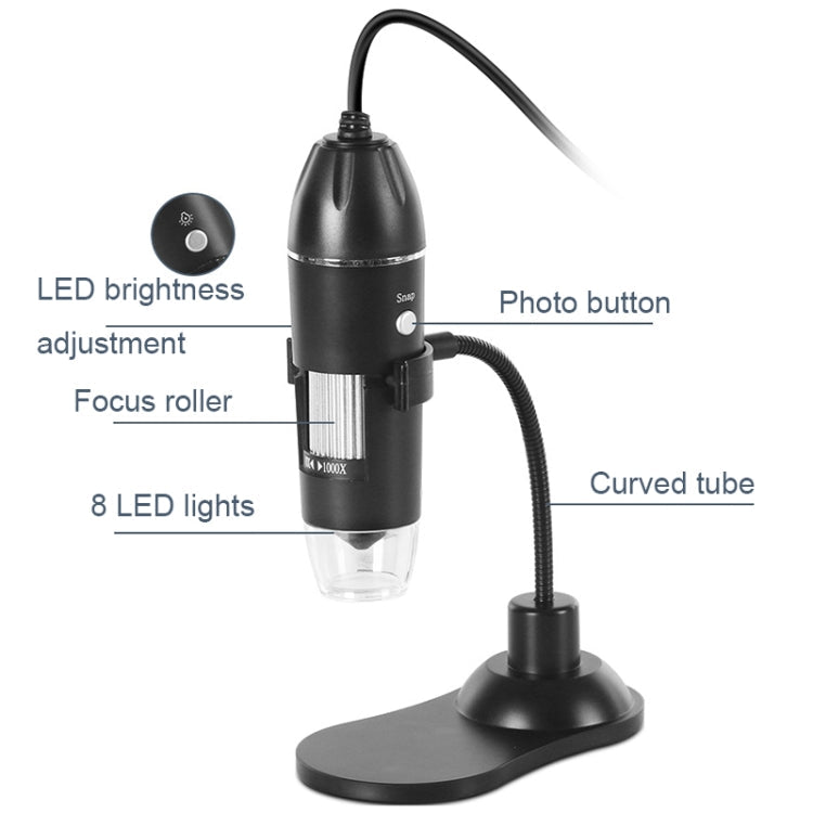 A8 50X-1000X USB Hose Stand Digital Microscope LED Light Handheld Portable Microscope My Store