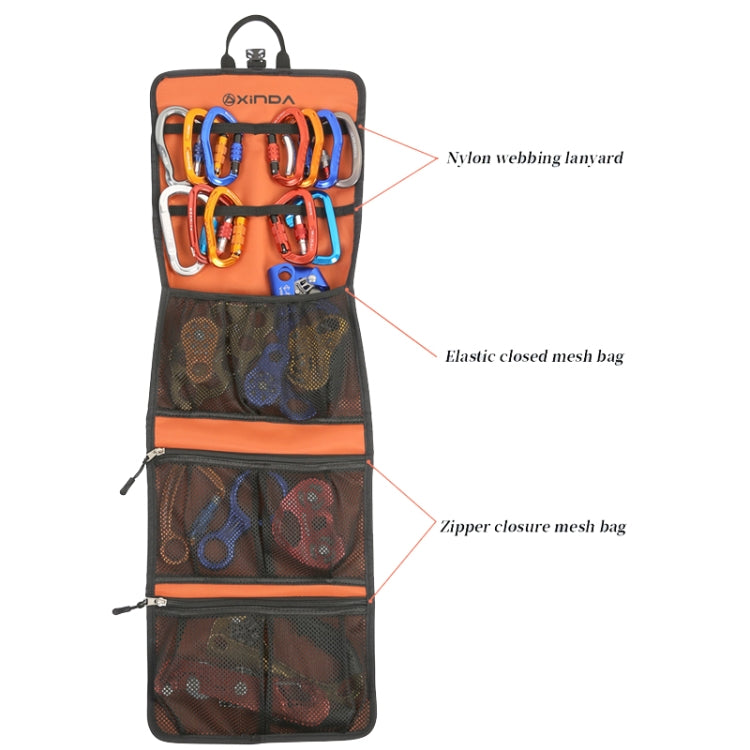 XINDA 320T Nylon Bag Waterproof Wear-resistant Quickdraws Climbing Tool Equipment Storage Bag