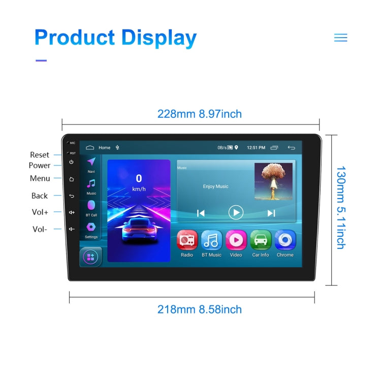 A3195 9 Inch Car Android Large Screen Navigation Central Control Screen 2+64G Player with CarPlay, Style: Standard ÎҵÄÉ̵ê