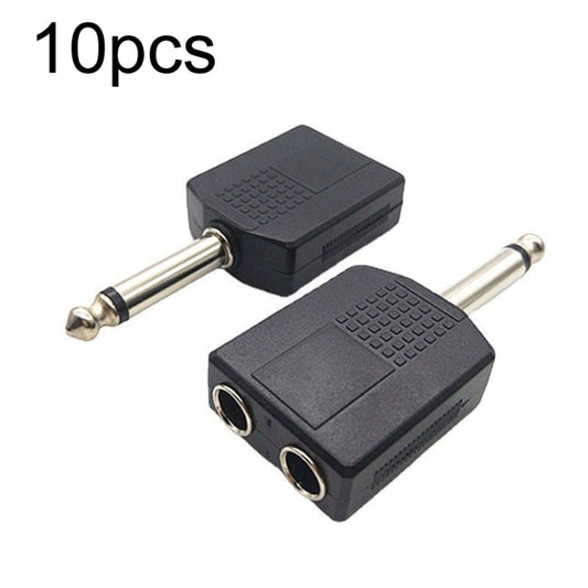 10pcs 6.5mm Male Mono To Dual 6.5mm Female Audio Conversion Connector