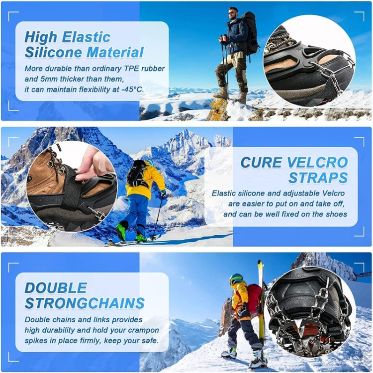 24 Teeth Outdoor Snow Anti-slip Ice Claws 201 Stainless Steel Anti-slip Shoe Cover