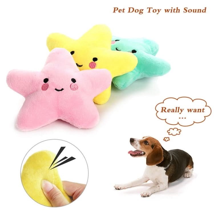 3pcs Pet Teething Toy Plush Starfish Sounding Toy(Yellow)-Reluova