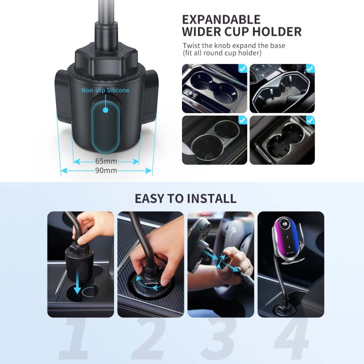 Double Coil Car Wireless Charger Water Cup Holder For Apple14 / 13 / Samsung ZFLIP4 Series ÎҵÄÉ̵ê