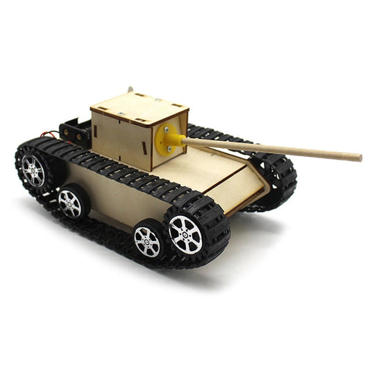 Wooden Electric Simulation Crawler Tank DIY Toy Assembly Model,Spec: