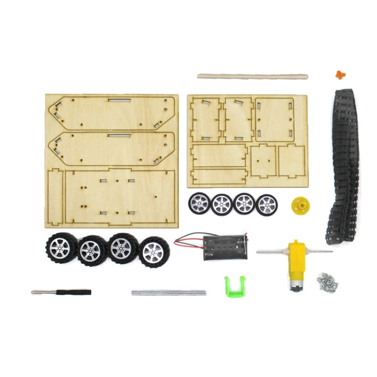 Wooden Electric Simulation Crawler Tank DIY Toy Assembly Model,Spec: Reluova