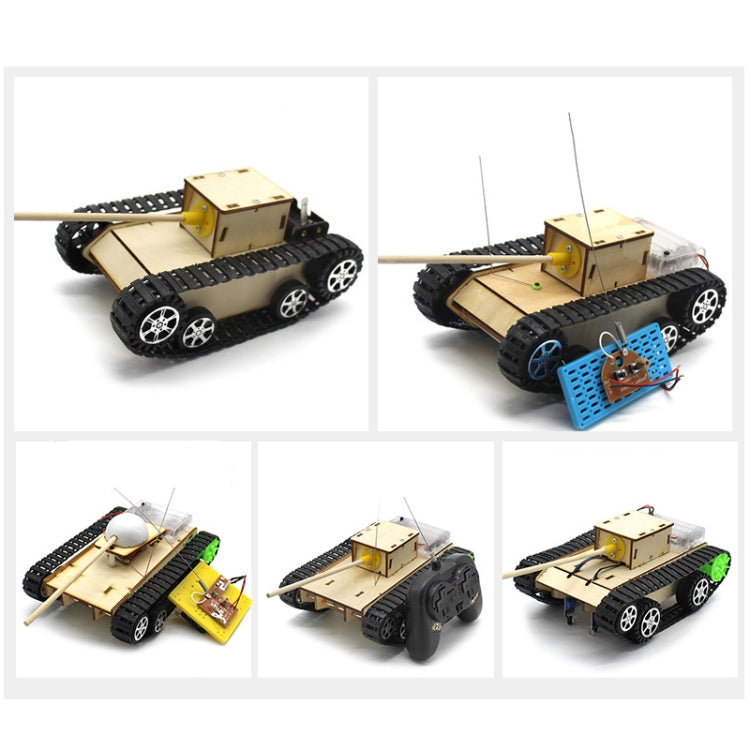 Wooden Electric Simulation Crawler Tank DIY Toy Assembly Model,Spec: