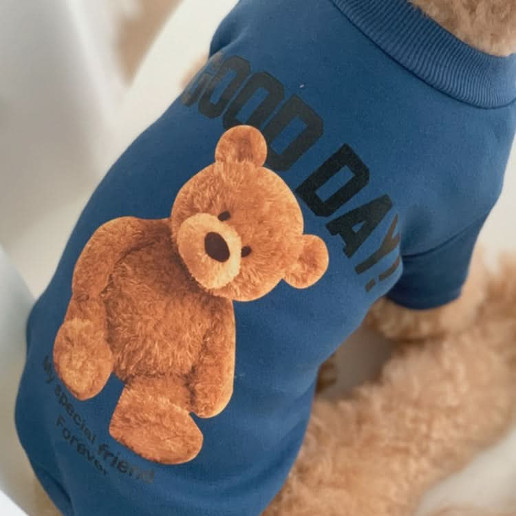 2pcs Cute Warm Pet Fleece Sweater Teddy Bear Cat Clothes, Size: XS(Dark Blue)-Reluova