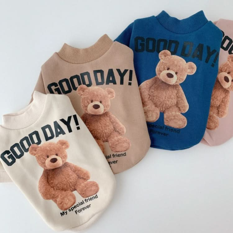 2pcs Cute Warm Pet Fleece Sweater Teddy Bear Cat Clothes, Size: M(Dark Blue)-Reluova