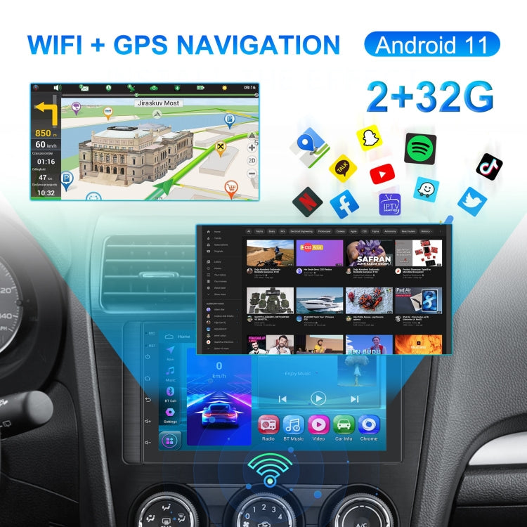 A3194 7 Inch Android 11 Central Control Carplay 2+32G Car Large Screen Navigation Reversing Video Player, Style: