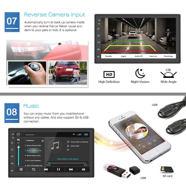 A2222KT 7 Inch Android Navigation WiFi Version 1+32G GPS Bluetooth 2.5D Screen Car Central Control MP5 Player, Style: Standard