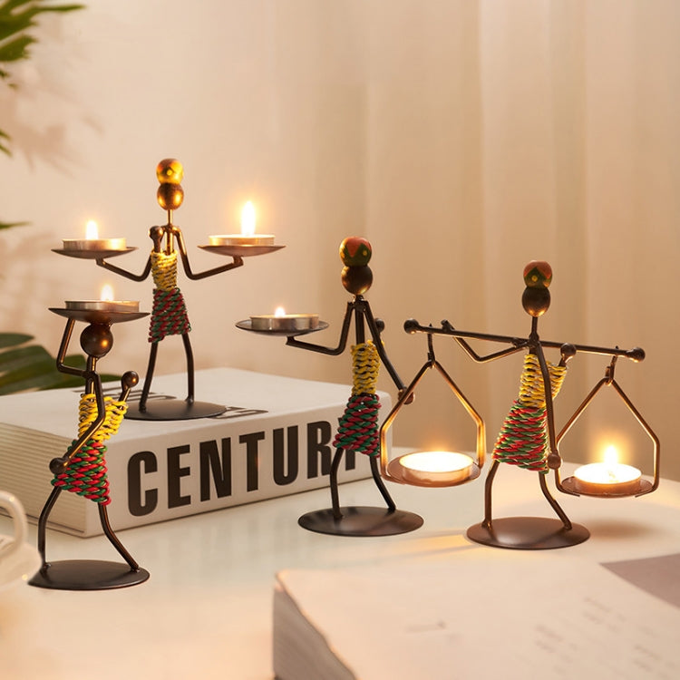 Retro Wrought Iron Man-shaped Candlestick Ornament Restaurant Table Decoration Props My Store