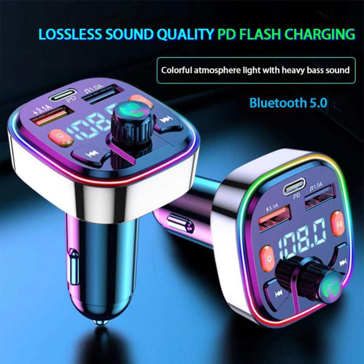 3.1A USB+PD Bluetooth Car Charger Car FM Transmitter Colorful Lighting ÎҵÄÉ̵ê