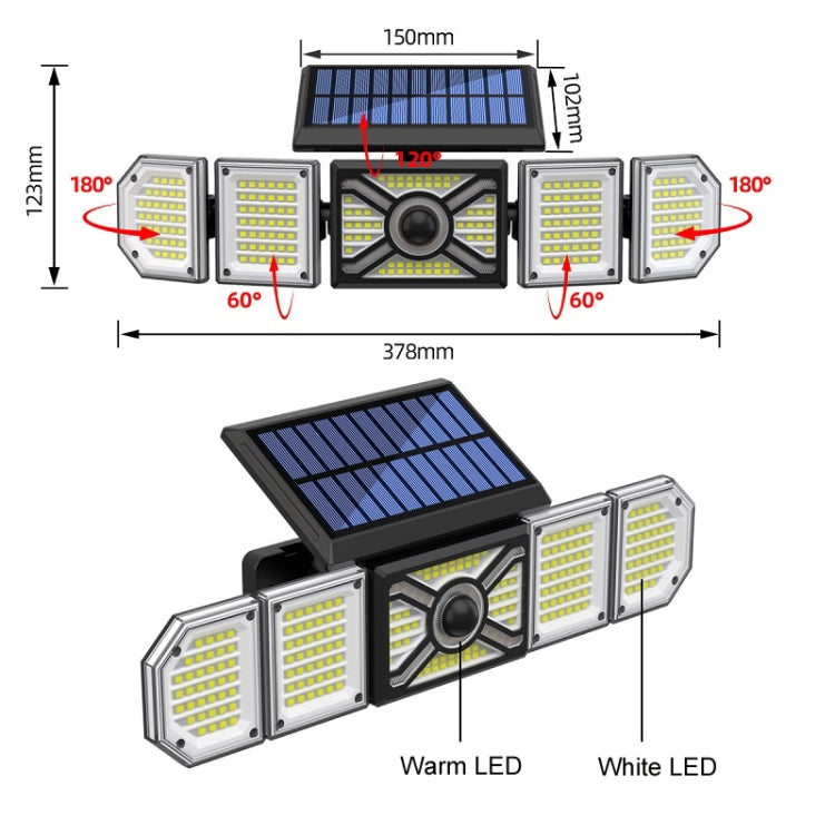 5-Head Solar Light Outdoor Garden Light Human Body LED Sensor Light