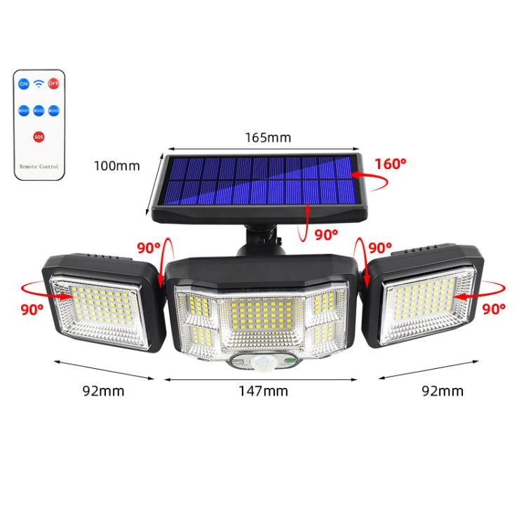 Remote Control Solar Wall Light LED Triple Rotation Sensor Flood Light