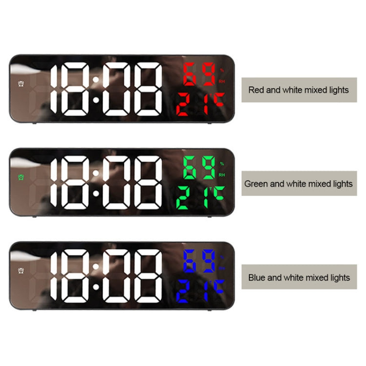 671  Mirror Screen Digital LED Alarm Clock USB Plug-in/Battery Dual-use With Temperature/Humidity Display My Store