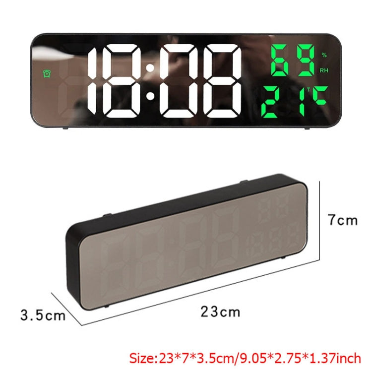 671  Mirror Screen Digital LED Alarm Clock USB Plug-in/Battery Dual-use With Temperature/Humidity Display My Store