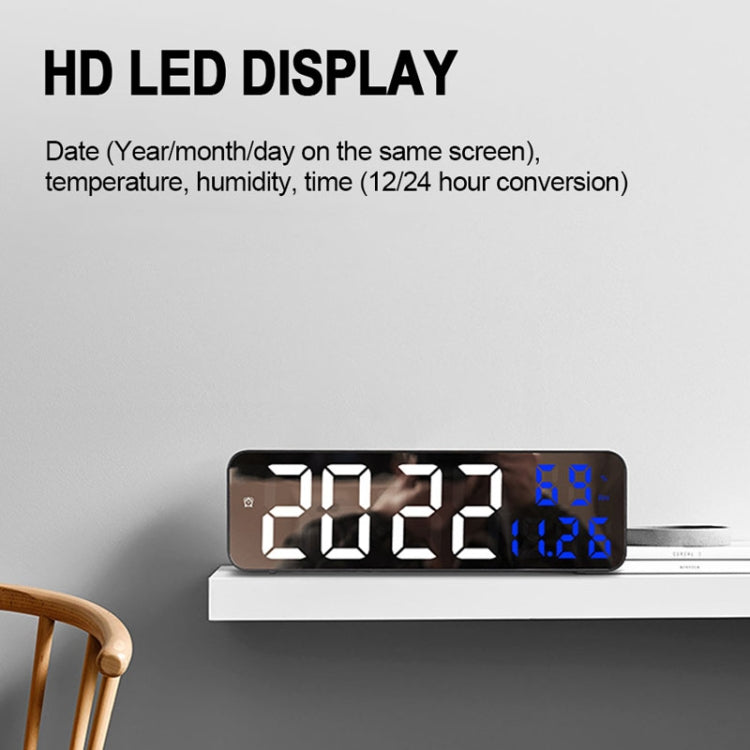 671  Mirror Screen Digital LED Alarm Clock USB Plug-in/Battery Dual-use With Temperature/Humidity Display My Store